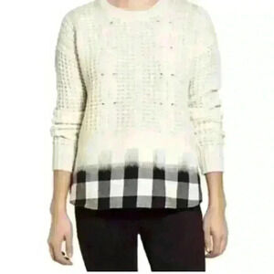 Madewell Cream Wintermix Merino Wool Cable Knit Felted Sweater. Size S